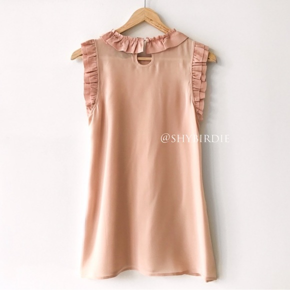 Zara Couture Silk Ruffle Sleeveless Top Dusty Rose - Picture 6 of 11